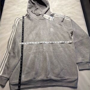 Adidas Men's Gray Hoodie with White Stripes